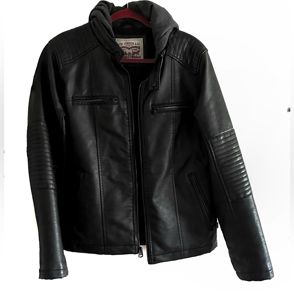 Levi’s Faux-Leather Hooded Zip Jacket